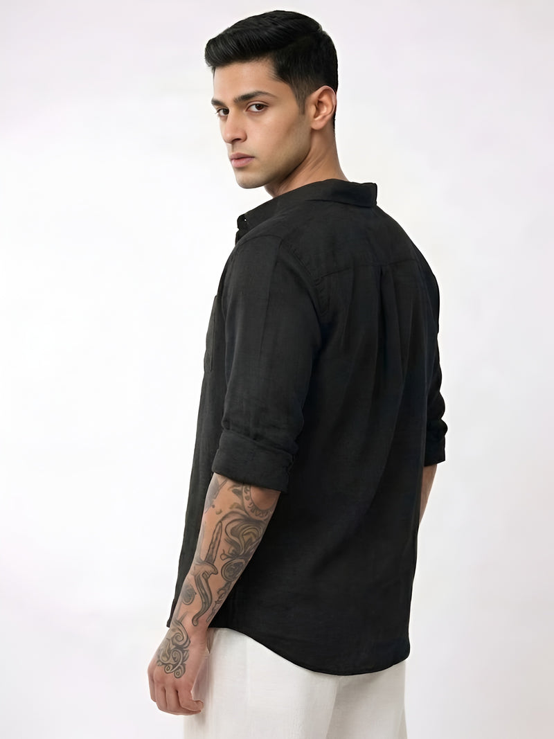 COTTON OXFORD : BLACK SHIRT