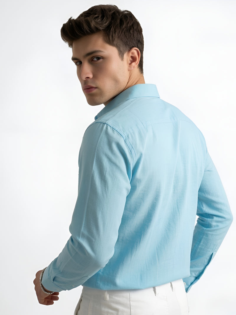 COTTON BLEND : SKY BLUE SHIRT