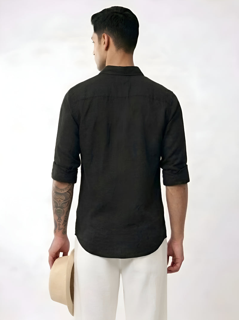 COTTON OXFORD : BLACK SHIRT