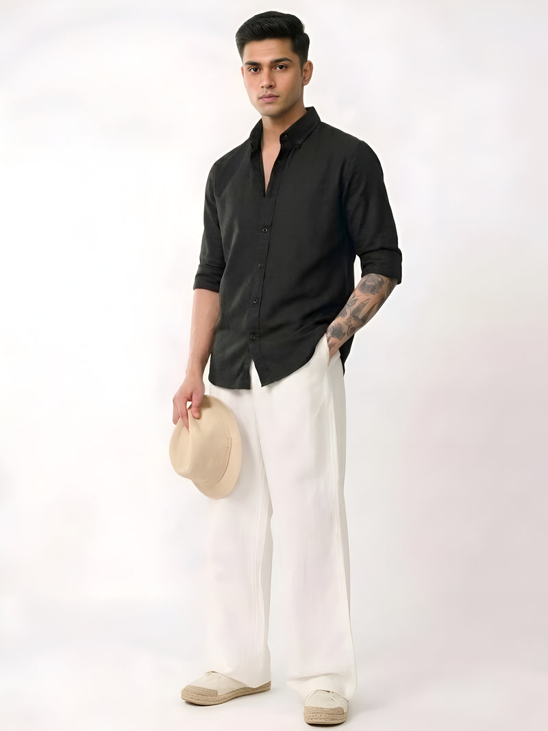 COTTON OXFORD : BLACK SHIRT