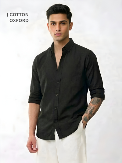 COTTON OXFORD : BLACK SHIRT