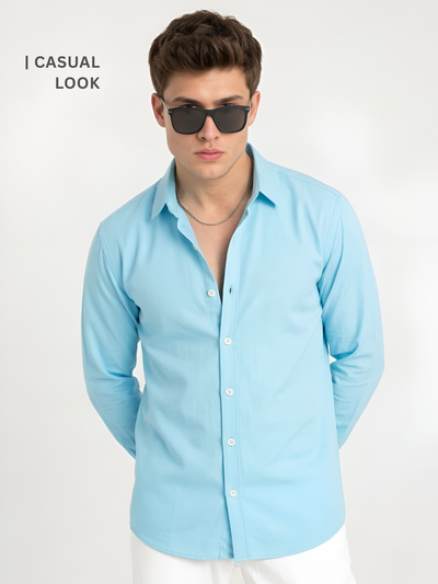 COTTON BLEND : SKY BLUE SHIRT