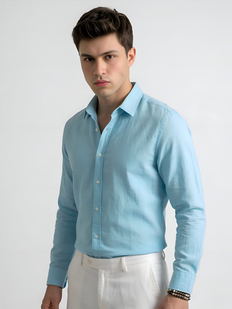 COTTON BLEND : SKY BLUE SHIRT