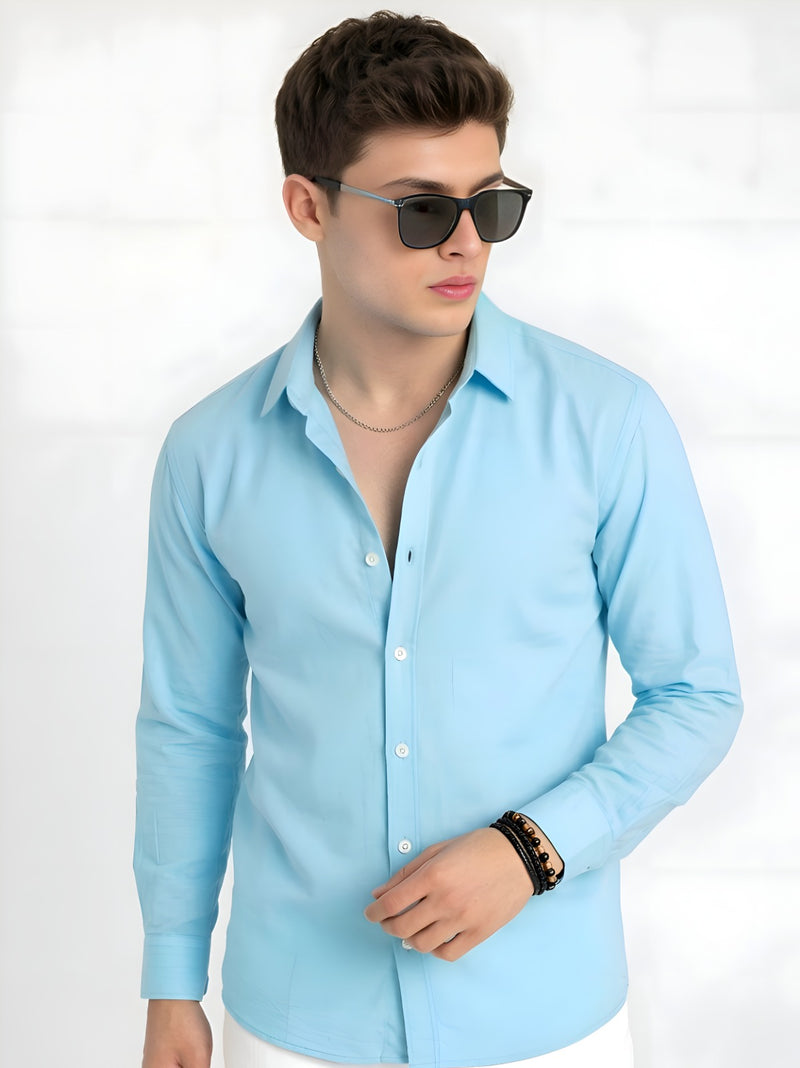 COTTON BLEND : SKY BLUE SHIRT