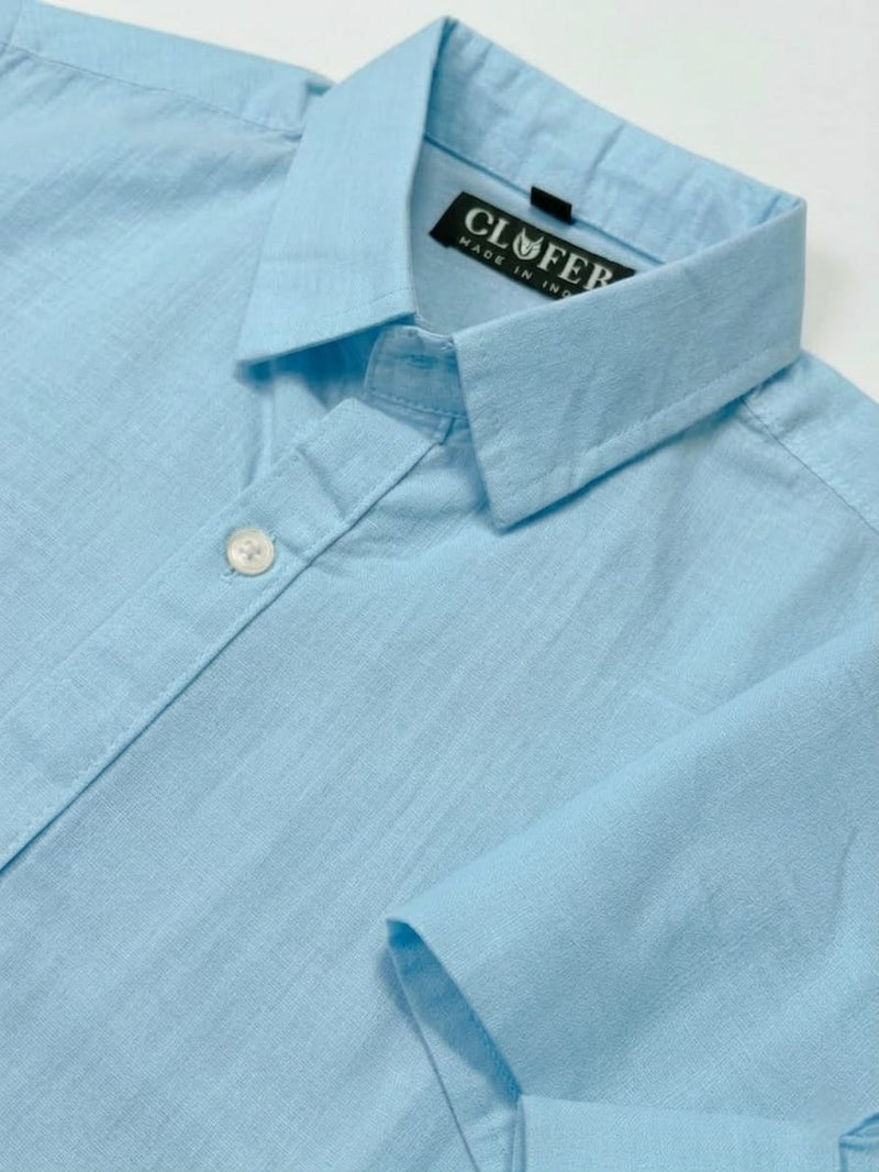 COTTON BLEND : SKY BLUE SHIRT